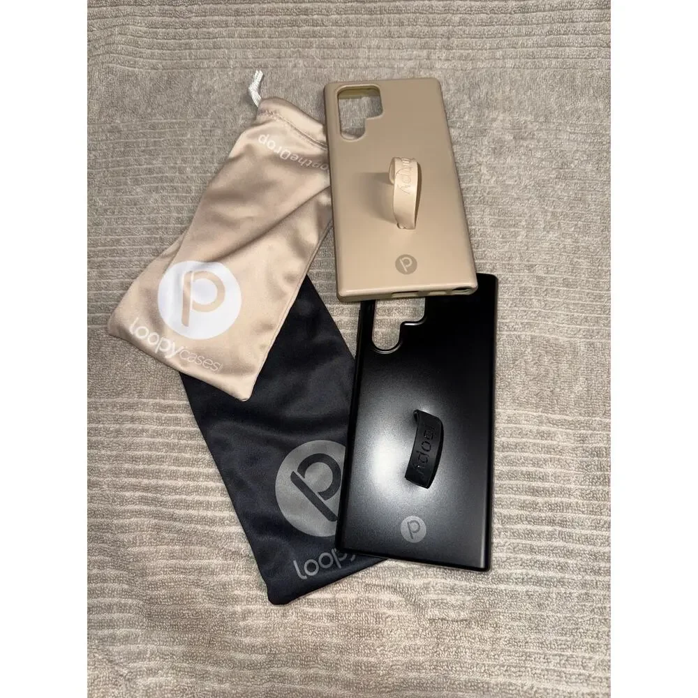 Loopy Phone case S22 Ultra Bundle of 3 Black cheetah Black & Tan